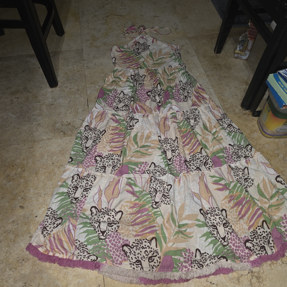 Leopard Print Halter Maxi Dress